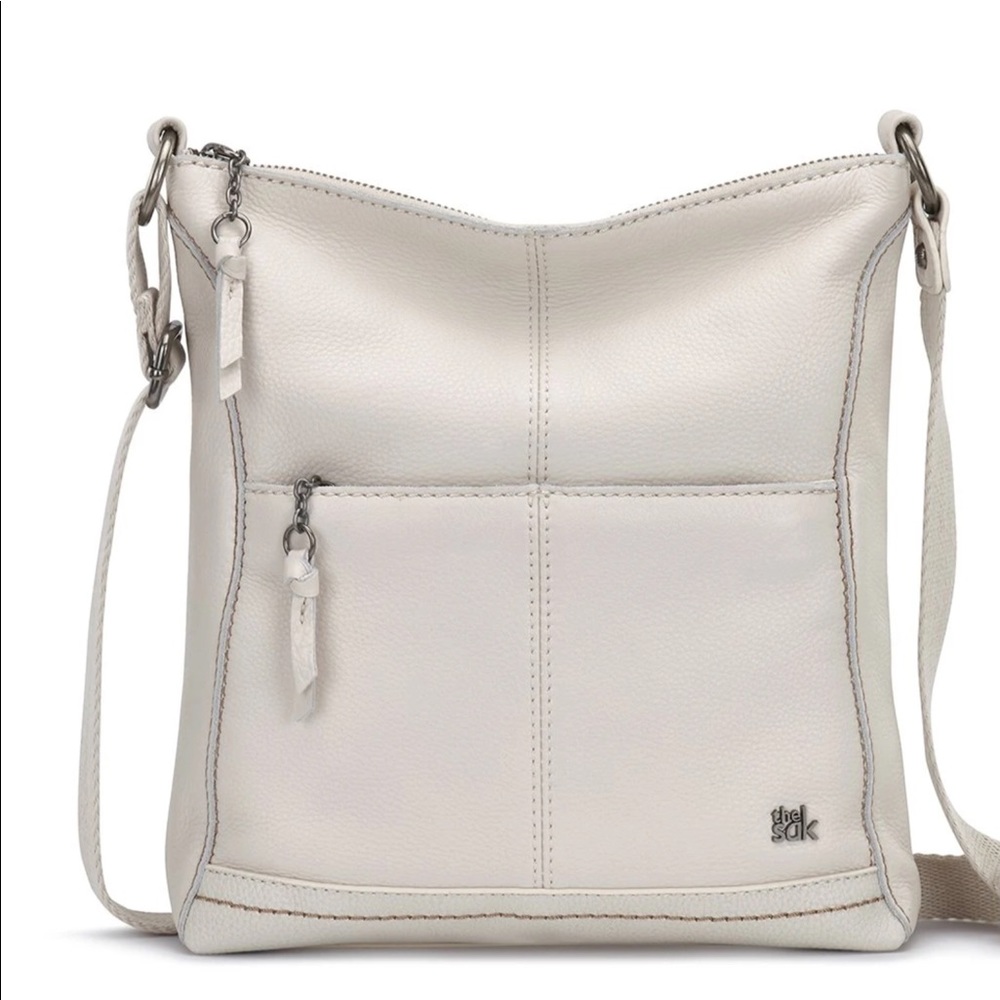 Sak Lucia creamy white leather cross body purse